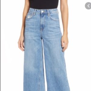 Topshop MOTO Cropped Wide Leg Jeans High Waist